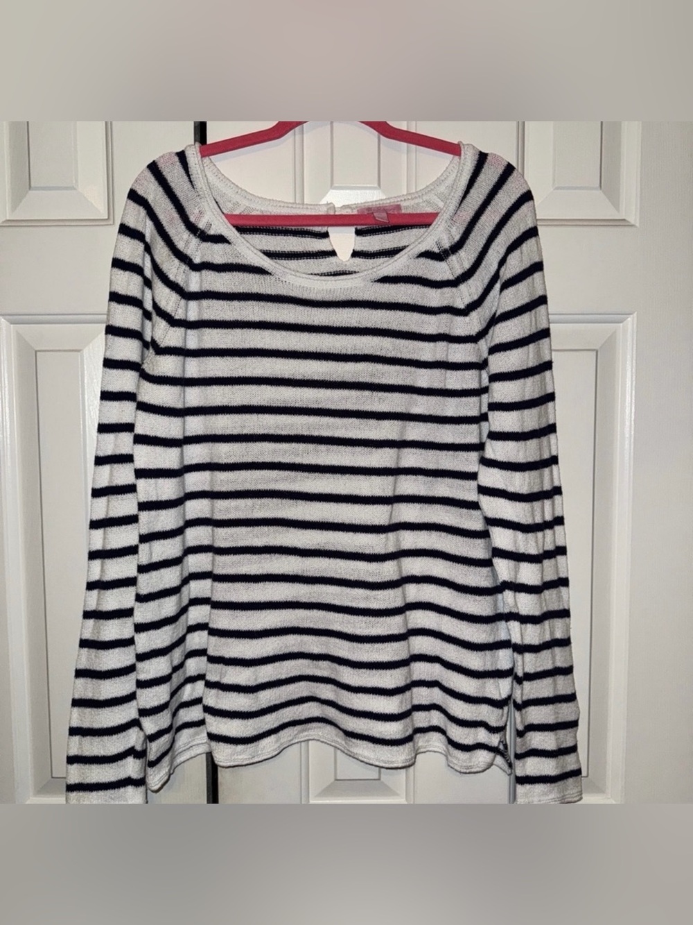 Lilly Pulitzer Navy and White Striped Lightweight Sweater Size XL